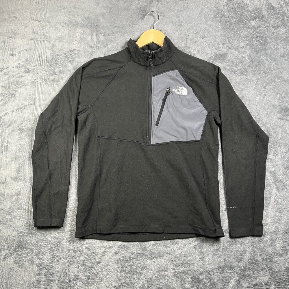 The North Face Sweatshirt Mens Medium Black Fleece FlashDry Half Zip Pullover